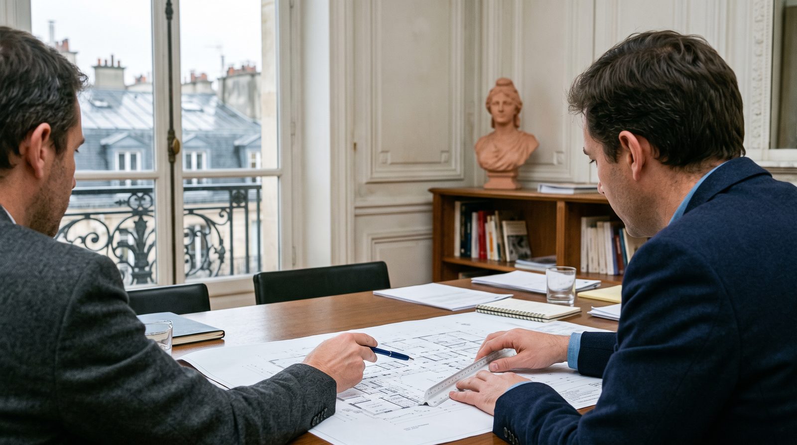 Deux experts AFCV étudient un plan d'implantation des caméras